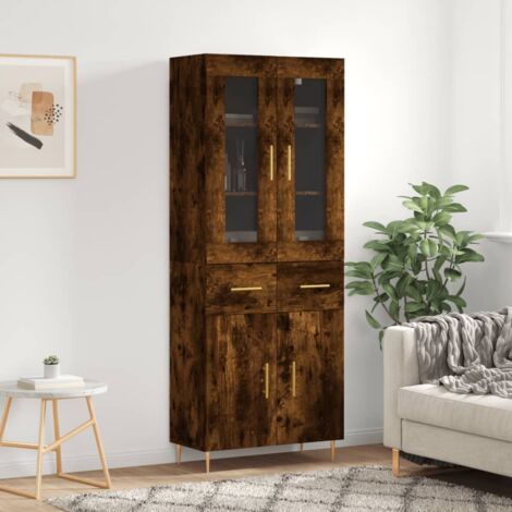 Buffet haut Chêne fumé 69,5x34x180 cm Bois d'ingénierie vidaXL