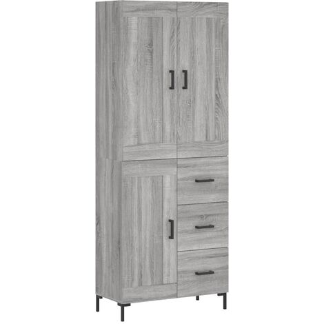 Buffet haut Sonoma gris 69,5x34x180 cm Bois d'ingénierie vidaXL