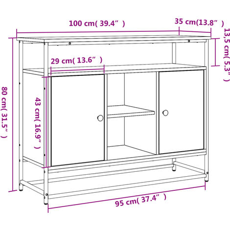 Buffet chêne fumé 100x35x80 cm bois d'ingénierie vidaXL