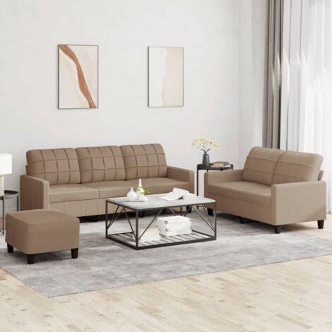 Ensemble de canapés 3 pcs avec coussins Cappuccino Similicuir vidaXL