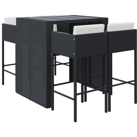 Ensemble de bar de jardin 5 pcs avec coussins noir poly rotin vidaXL (1/7)