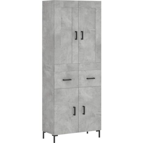 Buffet haut Gris béton 69,5x34x180 cm Bois d'ingénierie vidaXL