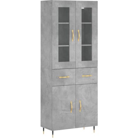 Buffet haut Gris béton 69,5x34x180 cm Bois d'ingénierie vidaXL