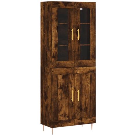 Buffet haut Chêne fumé 69,5x34x180 cm Bois d'ingénierie vidaXL