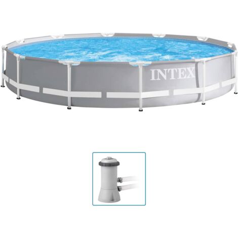 Intex – Piscine tubulaire Prism Frame Premium ronde 366x76 cm – Capacité 6503 L – Installation rapide en 30 min – Matériau 3 couches résistant