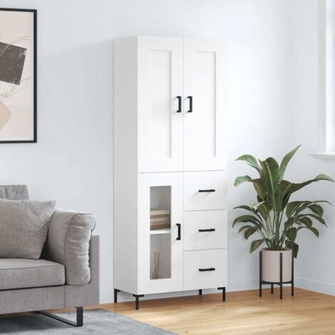 Buffet haut Blanc 69,5x34x180 cm Bois d'ingénierie vidaXL