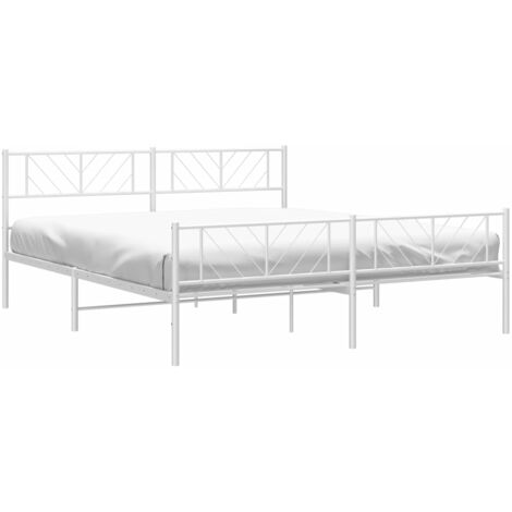 Cadre de lit métal sans matelas et pied de lit blanc 180x200 cm vidaXL (1/5)