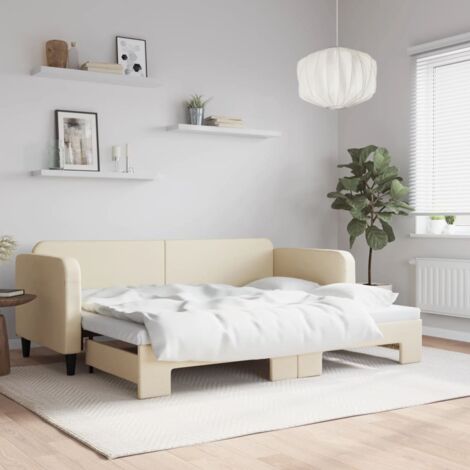 Lit de jour avec gigogne sans matelas crème 80x200 cm vidaXL