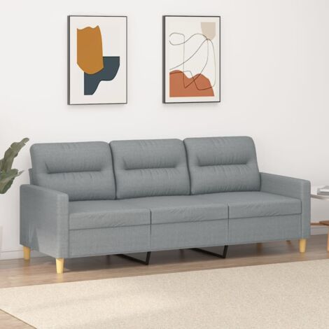 Vidaxl – Canapé convertible 3 places gris clair 180 cm – Tissu durable et respirant – Cadre en métal robuste – Design moderne