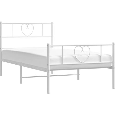 Cadre de lit métal sans matelas et pied de lit blanc 100x190 cm vidaXL (1/5)
