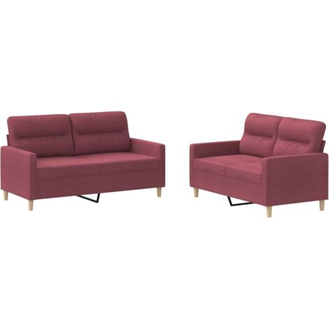 Ensemble de canapés 2 pcs avec coussins Rouge bordeaux Tissu vidaXL (1/5)