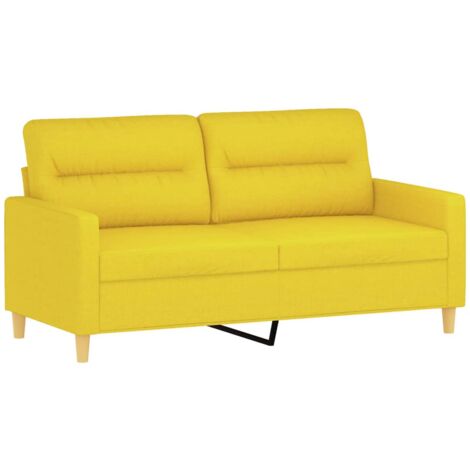 Canapé à 2 places Jaune clair 140 cm Tissu vidaXL (1/6)