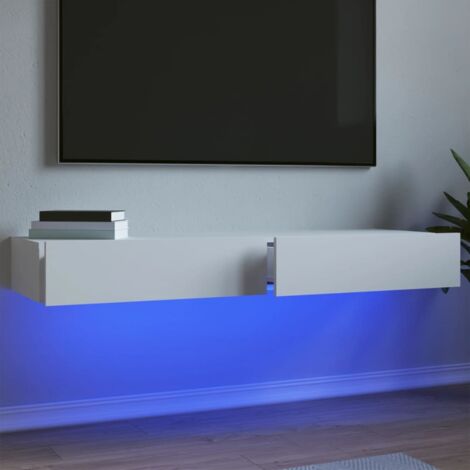 Vidaxl – Meuble TV avec éclairage LED – 2 pcs blanc – Dimensions 60x35x15,5 cm – Bois d'ingénierie – Capacité 50 kg