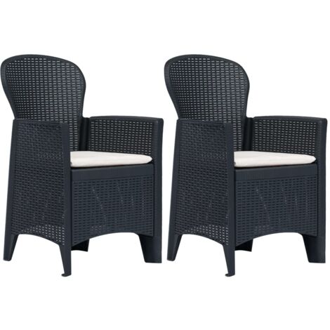 Chaises de jardin lot de 2 avec coussin Anthracite Plastique vidaXL (1/6)