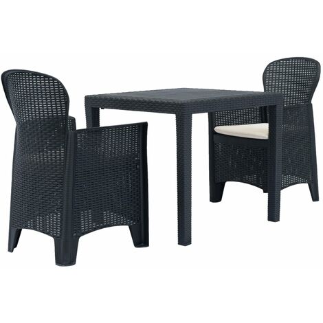Ensemble de bistro 3 pcs Plastique Anthracite Aspect de rotin vidaXL (1/5)