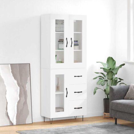 Buffet haut Blanc 69,5x34x180 cm Bois d'ingénierie vidaXL (1/5)