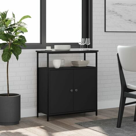 Buffet noir 70x30x80 cm bois d'ingénierie vidaXL