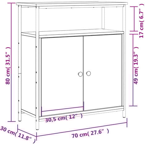 Buffet noir 70x30x80 cm bois d'ingénierie vidaXL