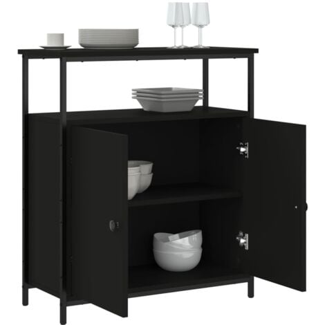 Buffet noir 70x30x80 cm bois d'ingénierie vidaXL