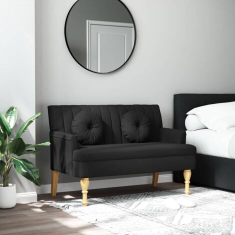 Vidaxl – Banc avec coussins noir 113x64,5x75,5 cm – Tissu 100% polyester – Capacité 110 kg – Pour espaces intérieurs modernes