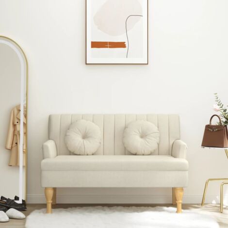 Vidaxl – Banc avec coussins en tissu 113x64,5x75,5 cm – Bois d'hévéa massif – Capacité 110 kg – Pour intérieur et bureau - vidaXL65662