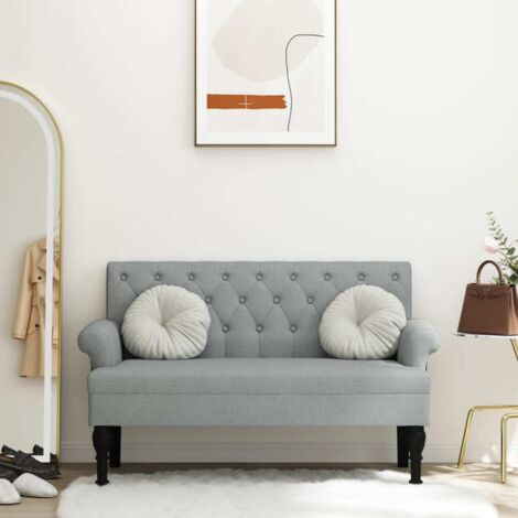 Vidaxl – Banquette gris clair 120x62x75,5 cm – Tissu polyester durable – Pieds en bois massif – Confort optimal avec rembourrage épais