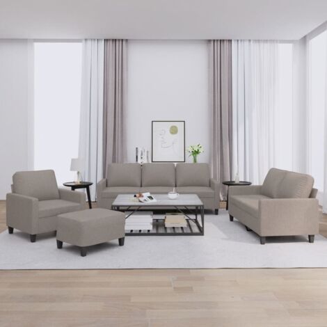 vidaXL Ensemble de canapés 4 pcs avec coussins Taupe Tissu (1/5)