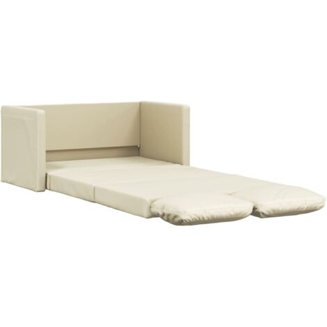 Vidaxl – Canapé-lit 2 en 1 crème 112x174x55 cm – Similicuir – Convertible pour salon ou chambre – Avec coussins supplémentaires (1/5)