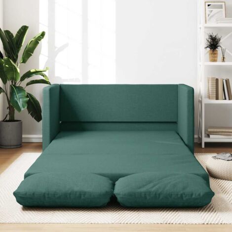 Vidaxl – Canapé convertible 2 places vert foncé – Dimensions déplié 112x174x55 cm – Tissu polyester durable – Structure métal robuste (1/6)