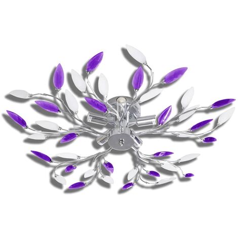 vidaXL Plafonnier avec Bras en Acrylique 5 Ampoules E14 Violet et Blanc