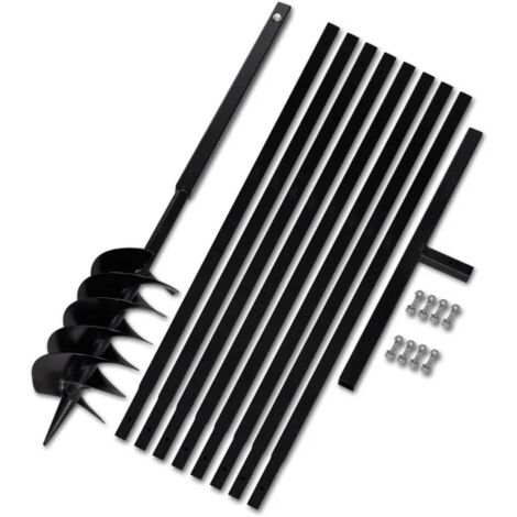 Vidaxl – Tarière manuelle 150 mm – Longueur 5 m – Acier pour sols durs – Tube d'extension inclus – Usage professionnel