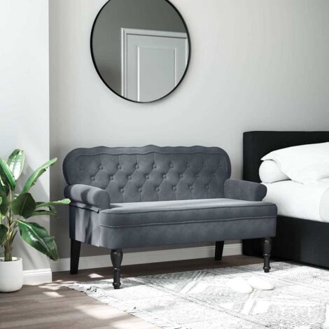 Vidaxl – Banc de table velours gris foncé 119,5x64,5x75 cm – Rembourrage épais pour confort – Capacité 110 kg – Assemblage requis