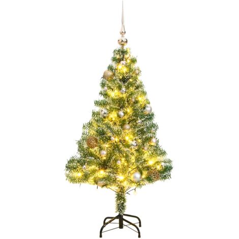 Sapin de Noël artificiel 150 LED&boules&neige floquée 120 cm vidaXL (1/5)