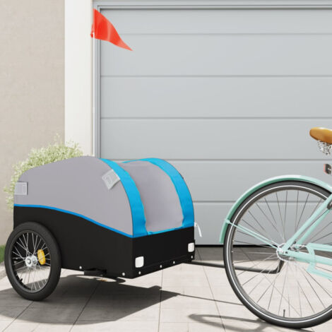 Vidaxl – Remorque de vélo 45 kg – Fer robuste – Drapeau de sécurité inclus – Pour transport de marchandises lourdes