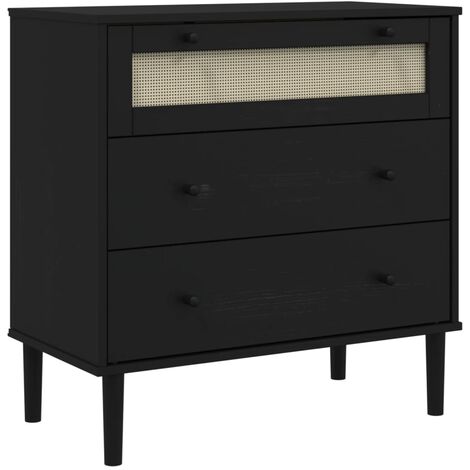 Commode SENJA aspect de rotin noir bois de pin solide vidaXL (1/5)