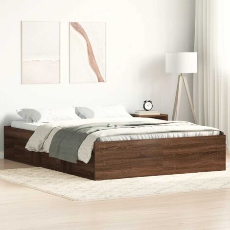 Cadre de lit sans matelas chêne marron 140x190 cm vidaXL