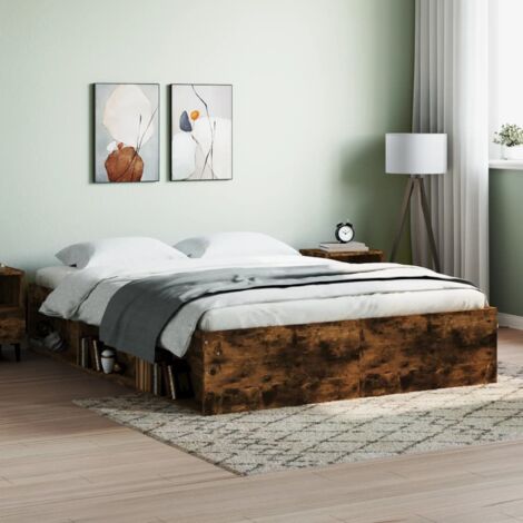Cadre de lit sans matelas chêne fumé 140x190 cm vidaXL (1/5)