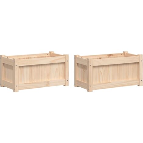 Vidaxl – Jardinières en bois de pin massif 60 x 31 x 31 cm – Lot de 2 – Non traité pour extérieur – Assemblage requis