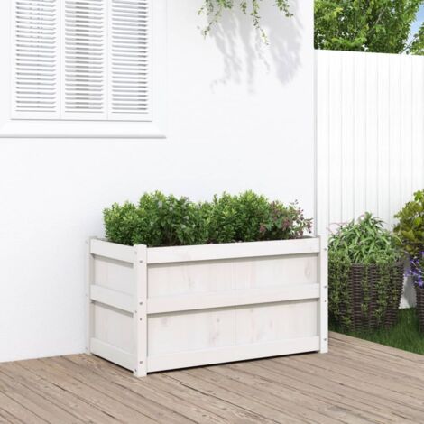 Jardinière blanc 90x50x50 cm bois de pin massif vidaXL