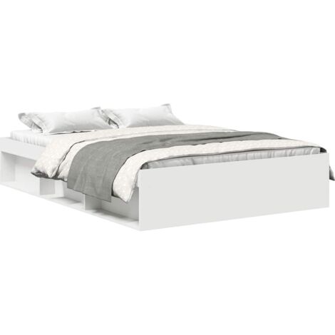 Vidaxl – Cadre de lit blanc 120x200 cm – Bois d'ingénierie – Lattes contreplaqué – 6 compartiments de rangement (1/9)