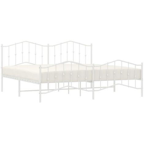 Cadre de lit métal sans matelas et pied de lit blanc 200x200 cm vidaXL (1/5)