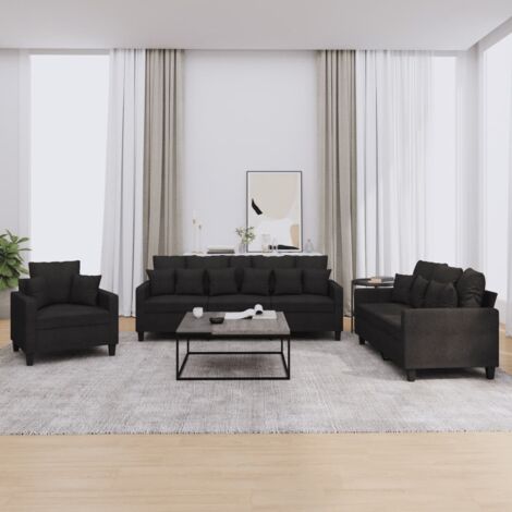Vidaxl – Ensemble de canapés 3 places avec coussins – Tissu durable et respirant – Structure en contreplaqué et métal – Confort optimal