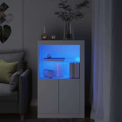 Vidaxl – Armoire latérale avec éclairage LED blanc – Bois d'ingénierie – Dimensions 60,5 x 37 x 100 cm – Grand espace de rangement (1/8)
