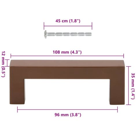Poignées d'armoire 10 pcs bronze 96 mm acier inoxydable vidaXL