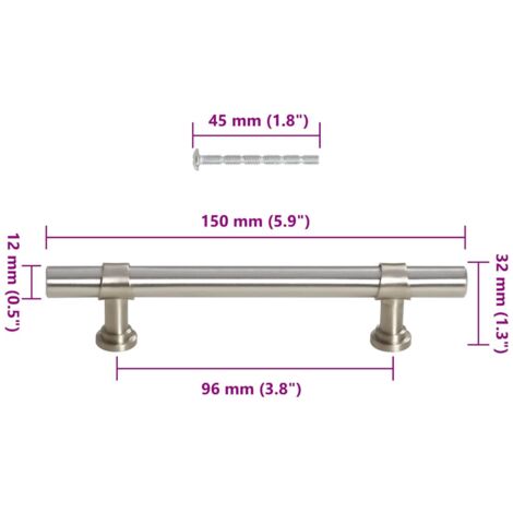 Poignées d'armoire 10 pcs argenté 96 mm acier inoxydable vidaXL