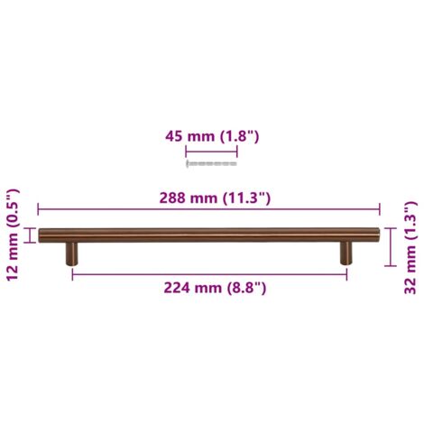 Poignées d'armoire 5 pcs bronze 224 mm acier inoxydable vidaXL