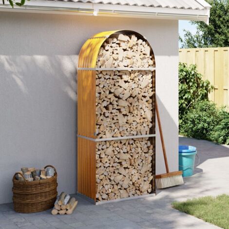 Porte-bûches aspect bois 80x45x190 cm acier galvanisé vidaXL