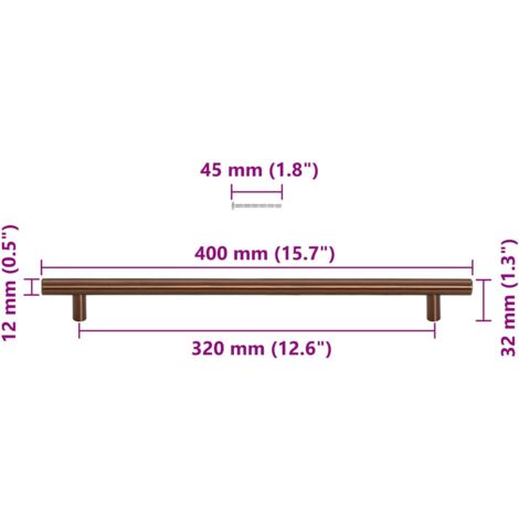 Poignées d'armoire 5 pcs bronze 320 mm acier inoxydable vidaXL