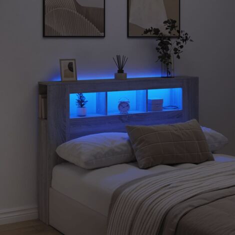 Vidaxl – Tête de lit à LED sonoma gris 140x18,5x103,5 cm – Bois d'ingénierie durable – Lumières RVB intégrées pour ambiance personnalisée