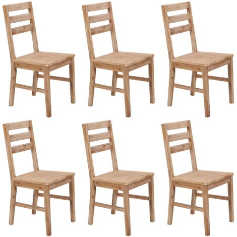 Vidaxl – Lot de 6 chaises à manger en bois d'acacia massif – Surface brossée facile à nettoyer – Dimensions 42x49x90cm – Hauteur d'assise 45cm (1/5)